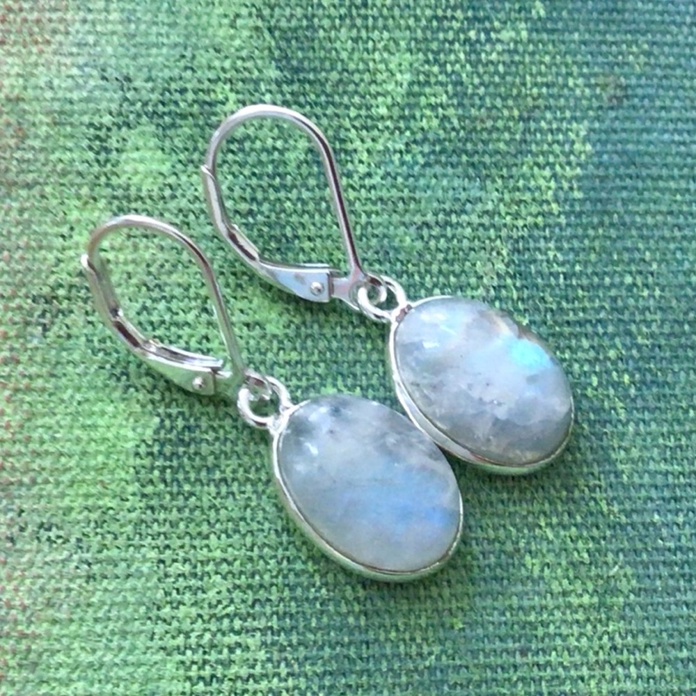 Moonstone Earrings Sundance Charm Sterling Silver - Picture 3 of 7